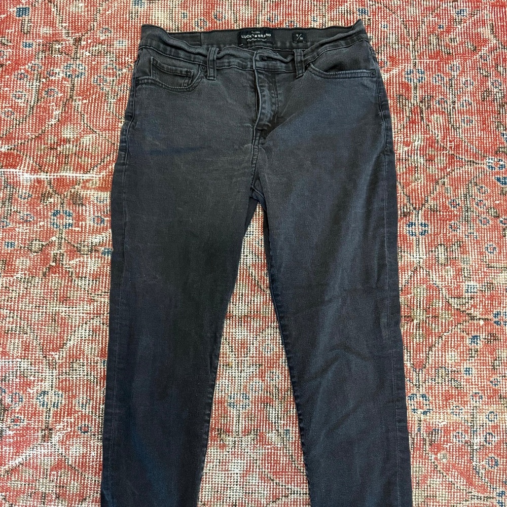 Black Wash Denim Jeans Skinny or Straight Leg "Lucky You" Tag